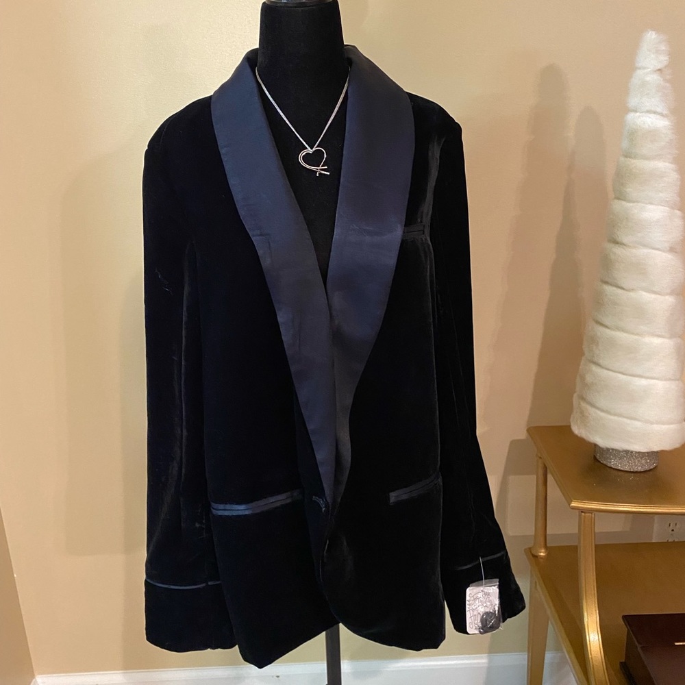 Free People Black Velvet Tuxedo Size Small